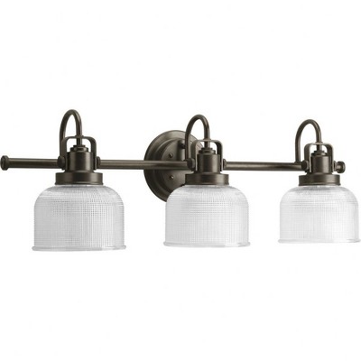 Progress Lighting Archie 3-Light Wall Light, Venetian Bronze, Prismatic Glass Shade