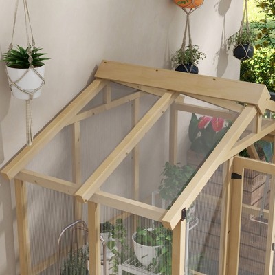 Outsunny 6.5' x 4' Polycarbonate Greenhouse with Wood Frame