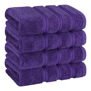 American Soft Linen 4 Pack Hand Towel Set, 100% Cotton, 16 inch by 28 inch, Hand Face Towels for Bathroom