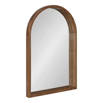20" x 30" Hutton Wood Framed Arch Decorative Wall Mirror Rustic Brown - Kate & Laurel All Things Decor