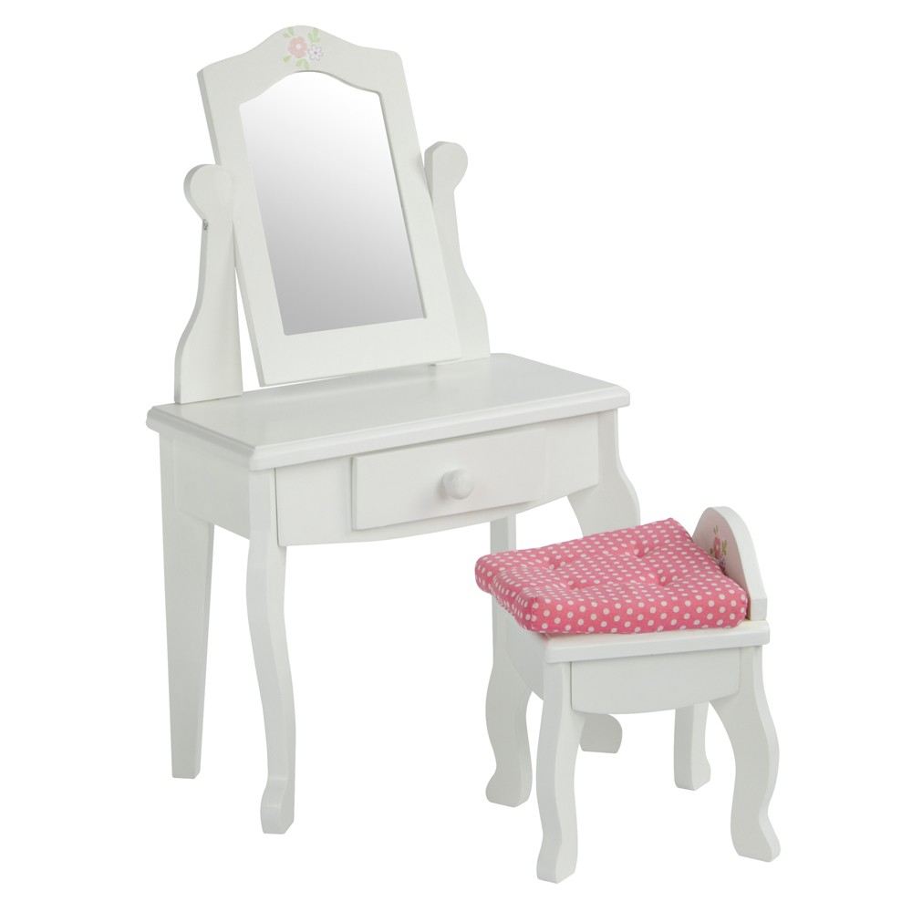 Teamson Kids Little Princess 18" Doll Furniture Vanity Table & Stool Set