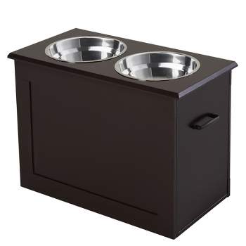 WIAWG Elevated Dog Feeding Station with Storage and 2 Stainless