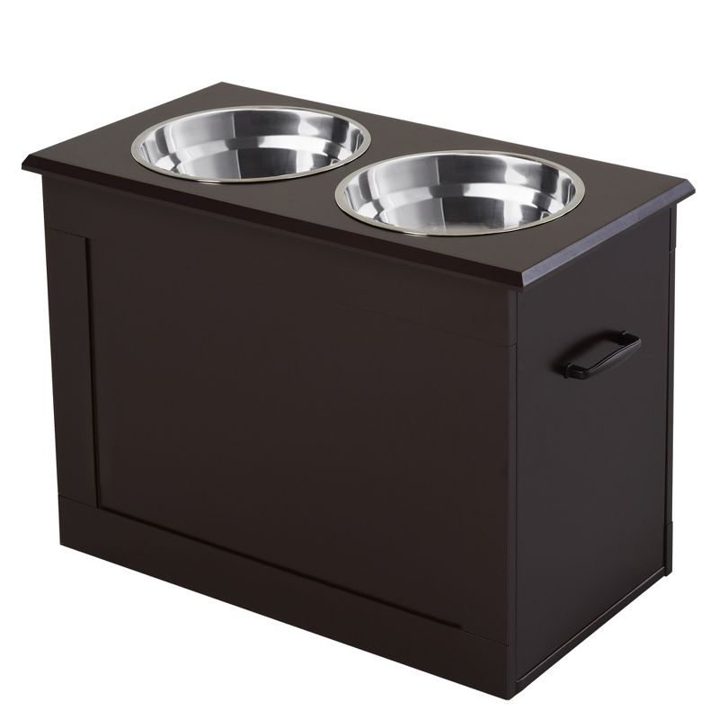 PawHut Raised Pet Feeding Storage Station with 2 Stainless Steel Bowls Base for Large Dogs and Other Large Pets, 4 of 7