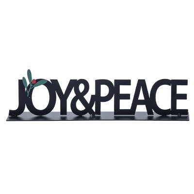 Transpac Metal 12.01 in. Black Christmas Matte Joy and Peace Word