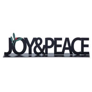 Transpac Metal 12.01 in. Black Christmas Matte Joy and Peace Word - 1 of 4