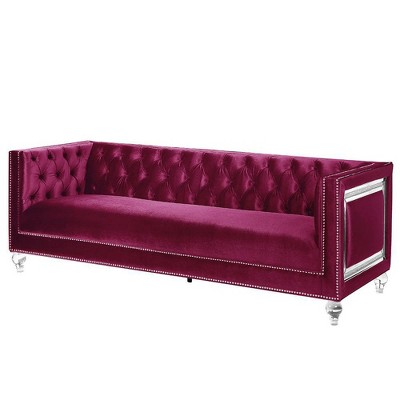 Heibero 89" Sofas Burgundy Velvet - Acme Furniture