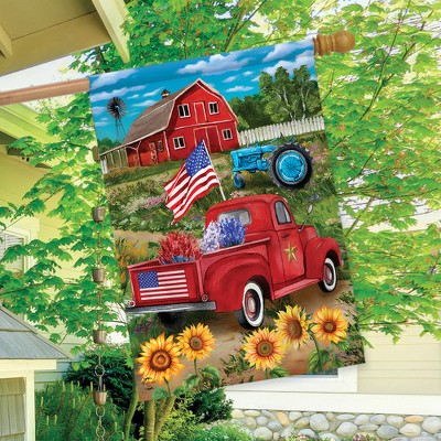 Briarwood Lane Patriotic House Flag – Summer Lighthouse Design 28x40 Inch