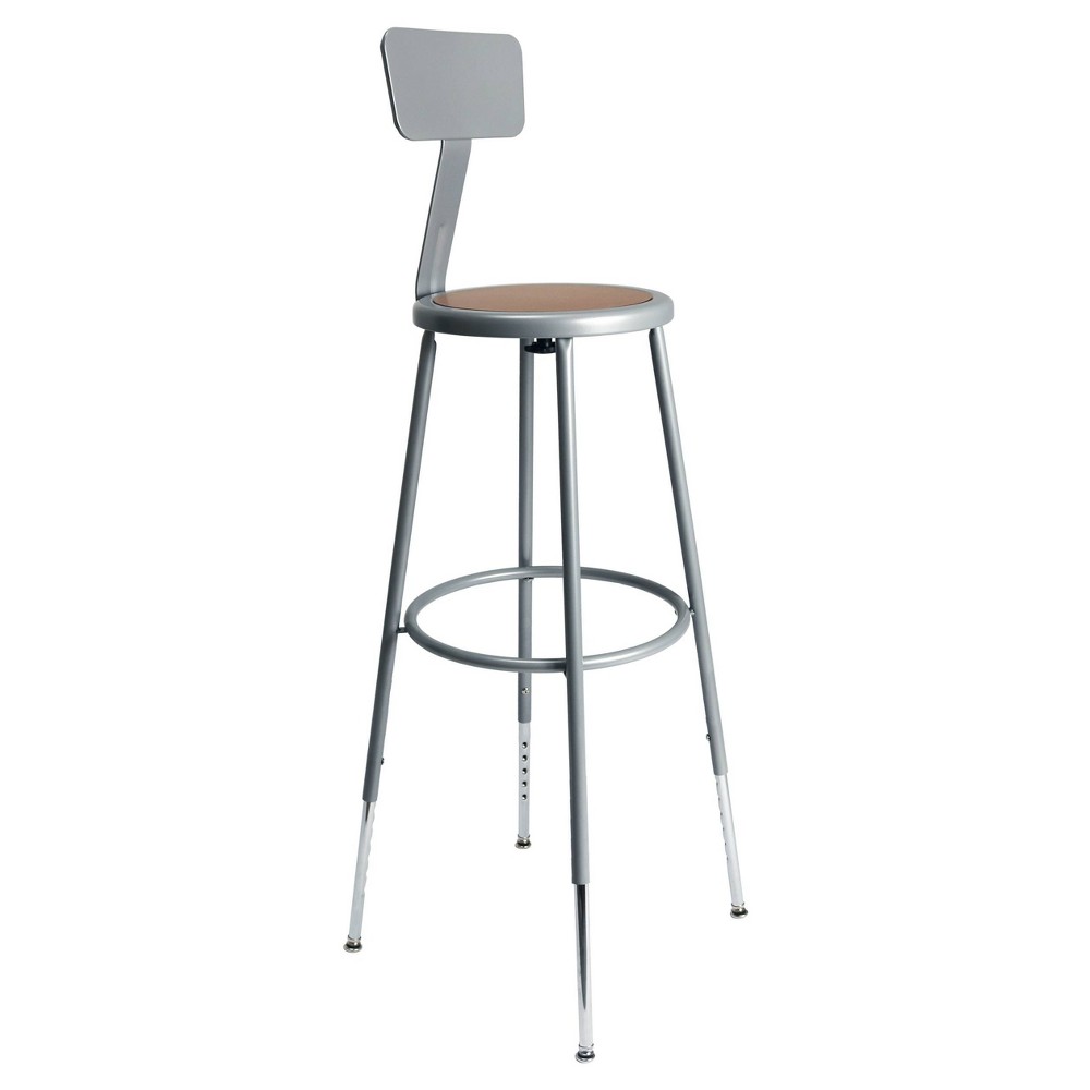 Hampden Furnishings 32-39" Felix Collection Steel Stool with Backrest Gray