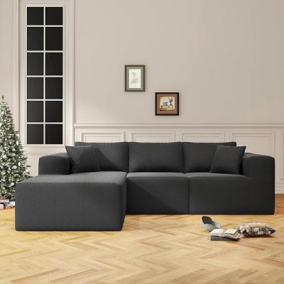 SYFERLORY 108" Cloud Sectional Couch with L-Shape Chaise,4 Seat Modern Modular Sofa with Deep Seat , No Assembly Required (Black)