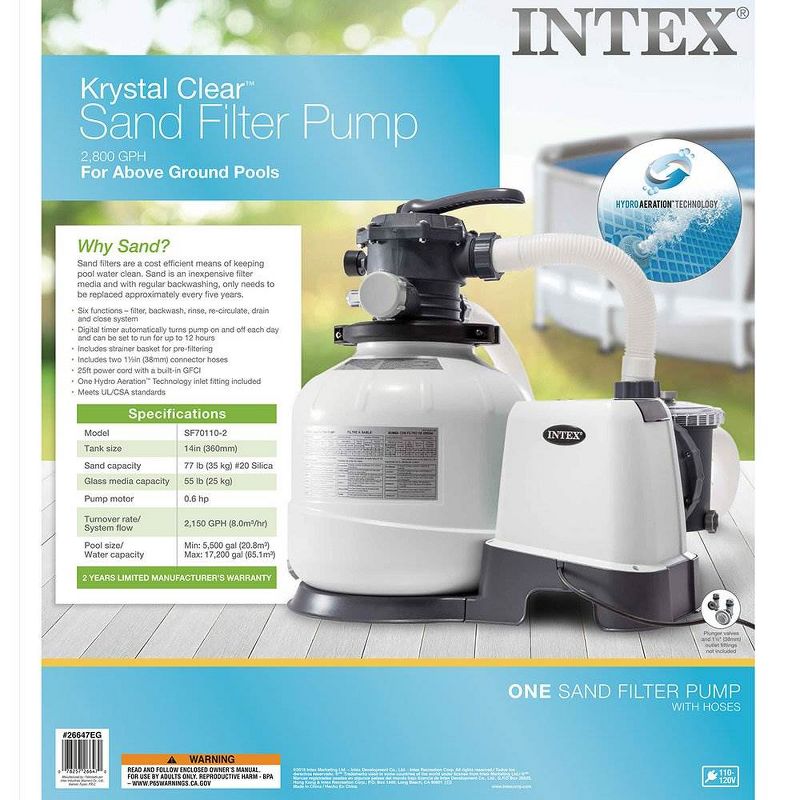 Intex 2800 GPH Above Ground Pool Sand Filter Pump with Deluxe Pool Maintenance Kit, 6 of 8