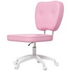 Vinsetto Faux Leather Office Chair with Adjustable Height, Wheels, Armless Comfy Computer Chair, Pink - 4 of 4
