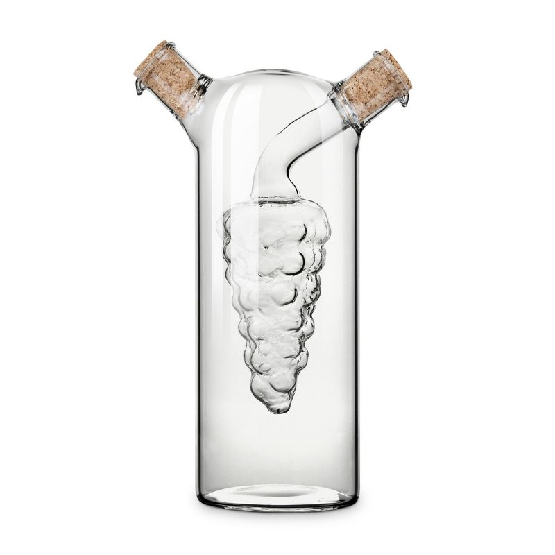 Twine Living 2-In-1 Oil & Vinegar Dispenser Cruet Bottle with Cork Stoppers, Hand Blown Glass, Clear Finish, 5 of 10