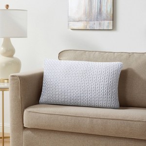 16"x24" Oversized Puff Embroidery Lumbar Throw Pillow White/Gray - VCNY Home: Microfiber, Indoor Use, Zippered - 1 of 4