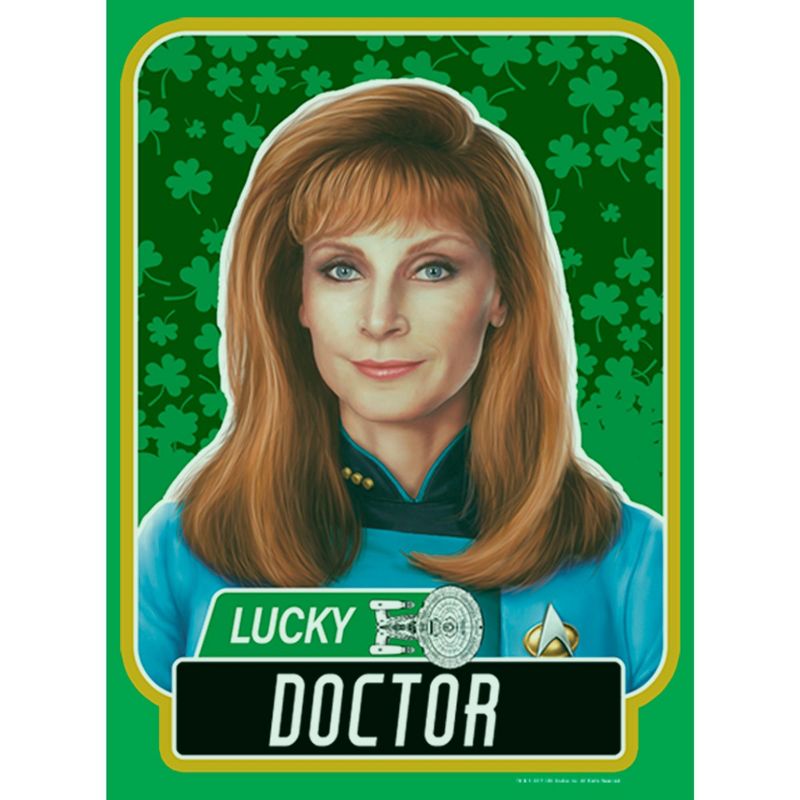 Juniors Womens Star Trek: The Next Generation St. Patrick's Day Lucky Doctor Beverly Crusher T-Shirt, 2 of 5