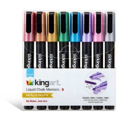 KINGART Liquid Chalk Markers, 8 Metallic Colors