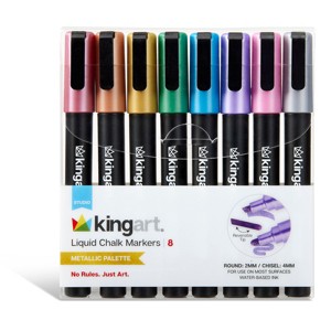 KINGART Liquid Chalk Markers, 8 Metallic Colors - 1 of 4