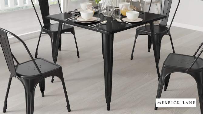 Merrick Lane Adana 35.5" Square Metal Dining Table for Indoor and Outdoor Use, 2 of 10, play video