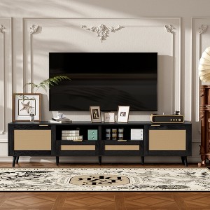 HDZNVF Rattan TV Stand for TVs up to 85 inch, Modern Farmhouse Media Console - 1 of 4