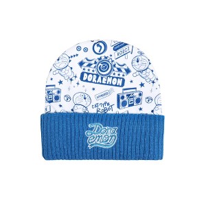 Doraemon Character Art White & Blue Ribbed Knit Beanie - 1 of 4
