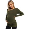 Coolmee Maternity Shirt Long Sleeve Basic Top Ruch Sides Bodycon Tshirt for Pregnant Women with Button - 2 of 4