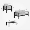 Aluminum Outdoor Patio Furniture Set, Modern Patio Conversation Sets with 5 Inch Cushion and Coffee Table for Balcony, Garden - 2 of 4