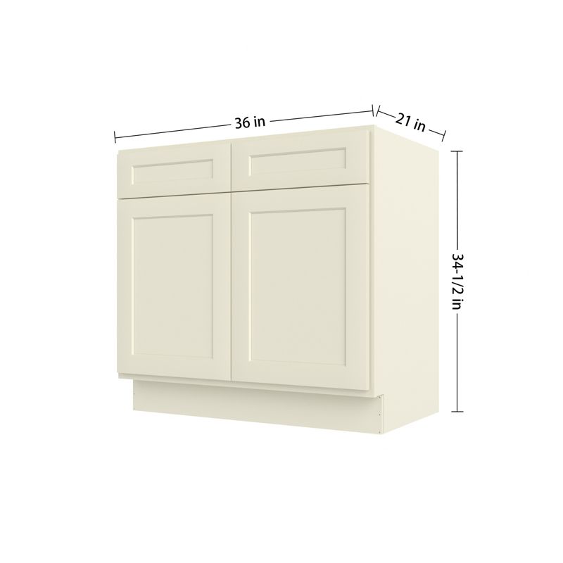 HOMLUX 36 in. W  x 21 in. D  x 34.5 in. H Bath Vanity Cabinet without Top in Shaker Antique White, 4 of 7