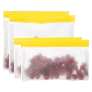Unique Bargains Reusable Leakproof Zip PEVA Freezer Food Storage Bags 4 Pcs - 1 of 4