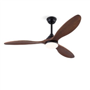 TOBILI Hot sales 52 Inch Indoor Black Ceiling Fans With Lights, Dimmable LED, 3 Solid Wood Blades - 1 of 4