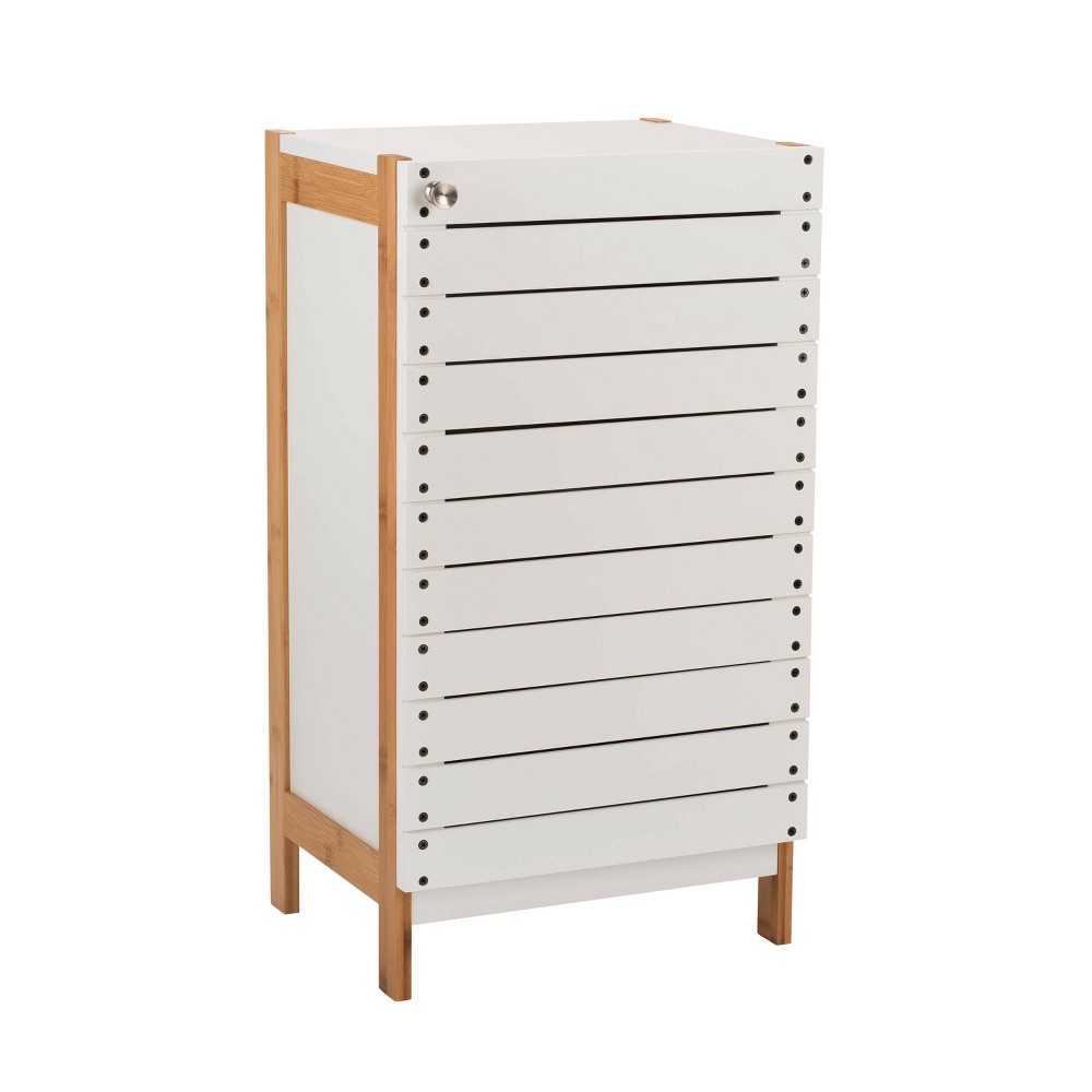 Photos - Wardrobe Deluxe Bamboo Floor Cabinet with Accent Slats Brown/White - Organize It Al