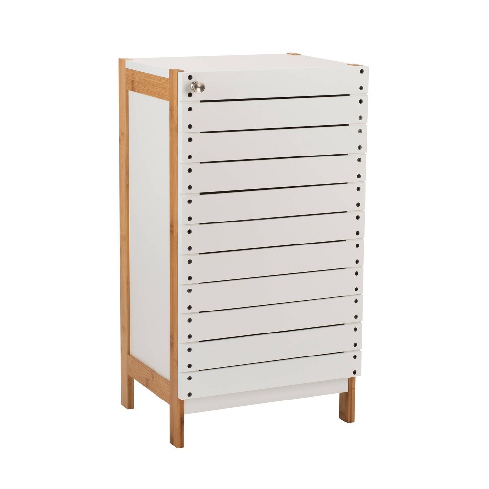 Photos - Wardrobe Deluxe Bamboo Floor Cabinet with Accent Slats Brown/White - Organize It All