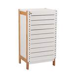 Deluxe Bamboo Floor Cabinet with Accent Slats Brown/White - Organize It All