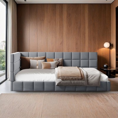 Full Corner Daybed,L Shaped Day Bed with Upholstered Armrest,Modern Velvet Sofa Bed Frame,No Box Spring Needed - Leovsnove