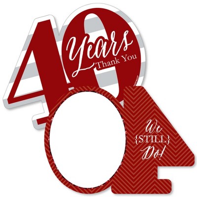 Big Dot of Happiness We Still Do - 40th Wedding Anniversary - Shaped Thank You Cards - Anniversary Party Thank You Cards with Envelopes - Set of 12