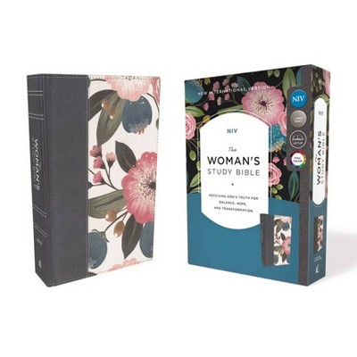 NIV, the Woman's Study Bible, Cloth Over Board, Blue Floral, Full-Color - by  Thomas Nelson (Hardcover)