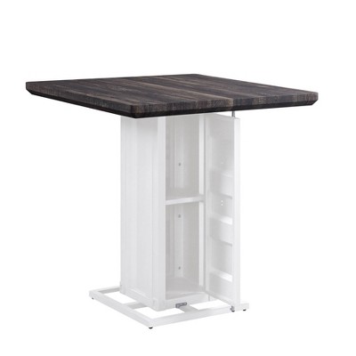 Antique Walnut & White Square Storage Counter Table