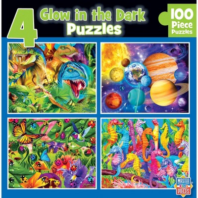 MasterPieces Puzzles Collection -  Hidden Image Glow Blue 4-Pack 100 Piece Jigsaw Puzzles