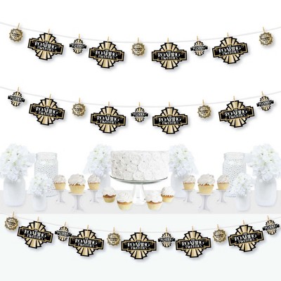 Big Dot of Happiness Roaring 20's - 1920s Art Deco Jazz Party DIY Decorations - Clothespin Garland Banner - 44 Pieces