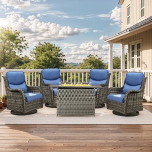 Gymojoy  Outdoor 5 Inch Swivel Chairs Glider Chairs with Fire Pit Table - 1 of 4