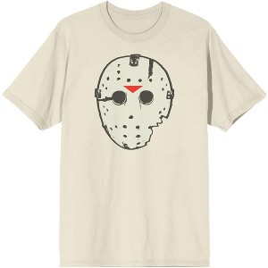 Men's Graphic Printed White T-shirt, Jason Mask - 1 of 1