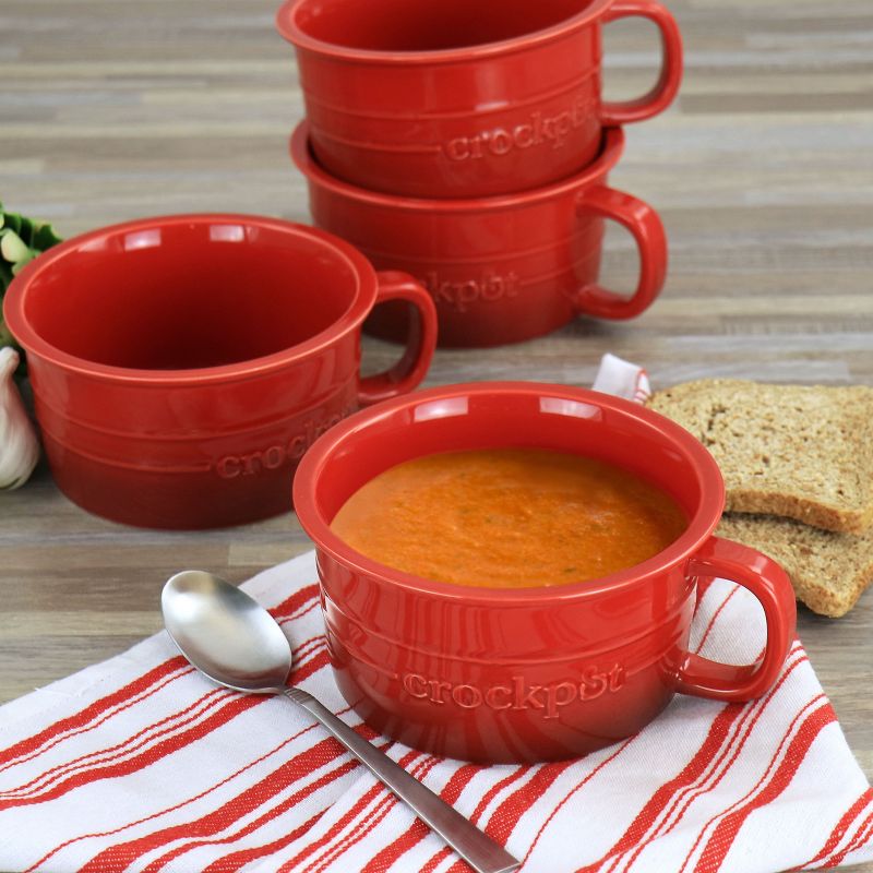 Crock Pot Appleton 24oz Stoneware 4 Piece Soup Mug Set in Gradient Red, 2 of 8