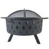 Racxily Outdoor Round Wood Burning Fire Pit with Diamond Mesh, Weatherproof PVC Cover & Poker, Ideal for Backyards/Gardens/Halloween, Easy-Clean - 2 of 4