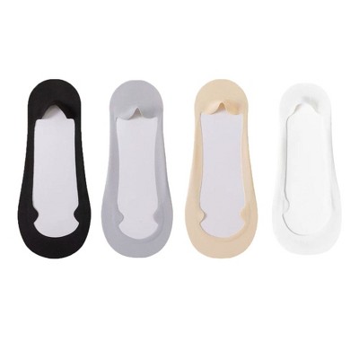 Anna-Kaci Women's Ultra Low Cut No Show Socks with Anti-Slip Silicone Grip and Seamless Toe Protection 4-Pack