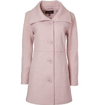 Sportoli Womens Mid-Length Single Breasted Wool Look Dress Coat with Pockets