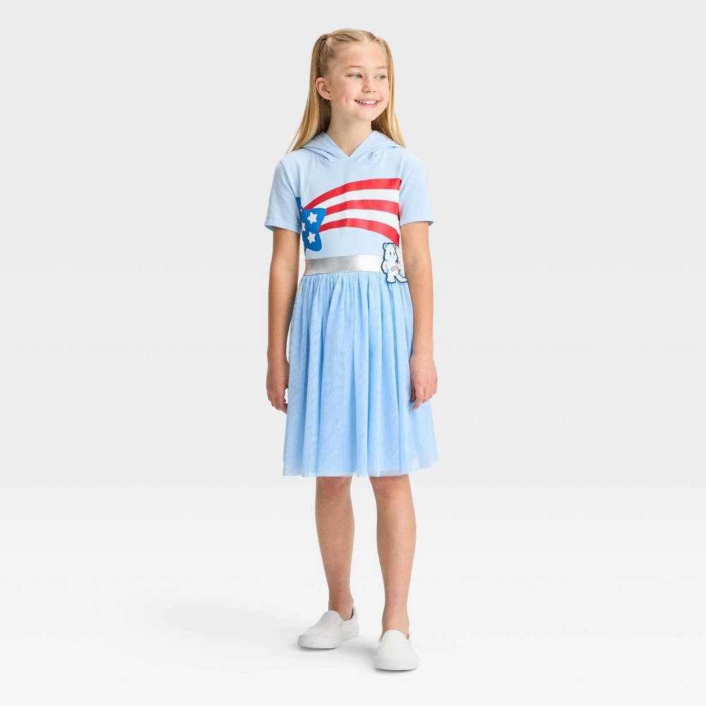 Girls' Care Bears America Dress - Light Blue S