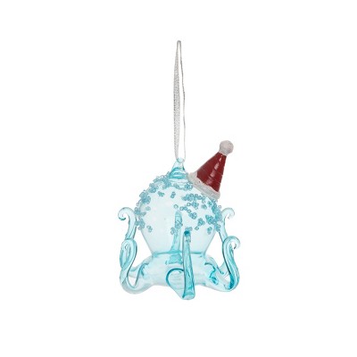 Beachcombers Holiday Oggy Octopus Glass Hanging Christmas Tree Ornament