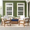 Set of 4 Outdoor Acacia Wood Patio Club Chairs with Water-Resistant Cushions, Outdoor Chair with Slat Panel Design for Garden or Deck-Coolbibila - 2 of 4