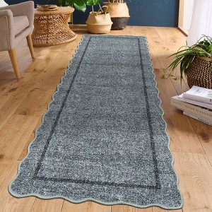 Scalloped Hallway Rug 2x8 Narrow Long Modern Kitchen Runner Rug, Non-Shedding Thin Bedside Rug, Machine Washable Farmhouse Carpet Runner for Kitchen - 1 of 4