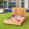 Safstar Wooden Sandbox w/ Sand Wall & Cover & Bottom Liner for Kids Outdoor - 3 of 4