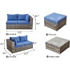 4 Pieces Wide Outdoor Rattan Sectional Sofa with Cushions,Small Patio Wicker Furniture,PE Rattan Sectional Sofa Set  (Black + Gray Cushion) - 3 of 4