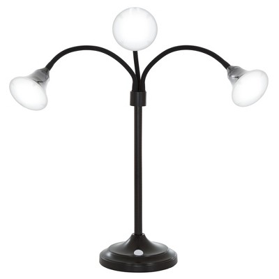 3 Head Desk Lamp, LED Light with Adjustable Arms, Touch Switch and Dimmer (Black) by Hastings Home